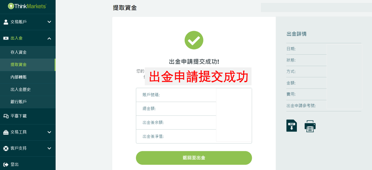 Thinkmarkets（智匯）信用卡出金