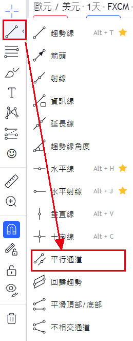 平行通道工具位置