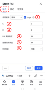 設定RSI指標-輸入