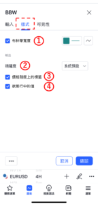 設定布林帶寬度指標-樣式