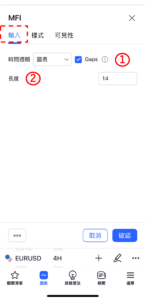 設定MFI指標-輸入