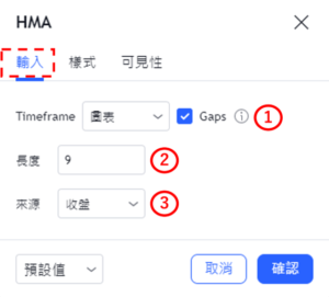 設置HMA指標-輸入