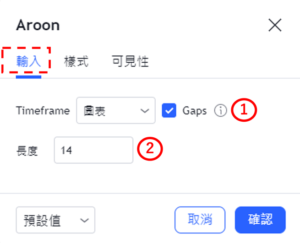 設置阿隆指標-輸入
