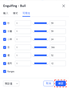 修改K線形態設置-確認