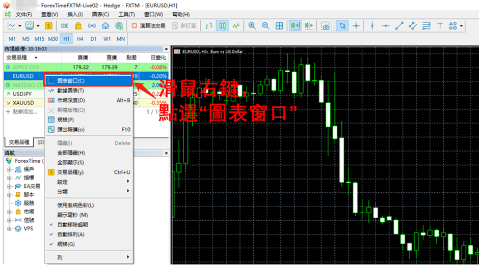 FXTM(富拓)MT5市價單步驟-01